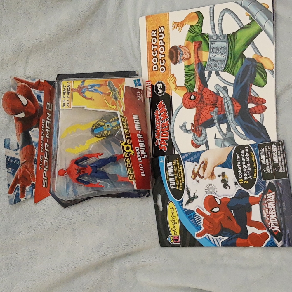 Marvel Spider-Man Bundle: Action Figure Spider Strike Spiderman Book Colorforms